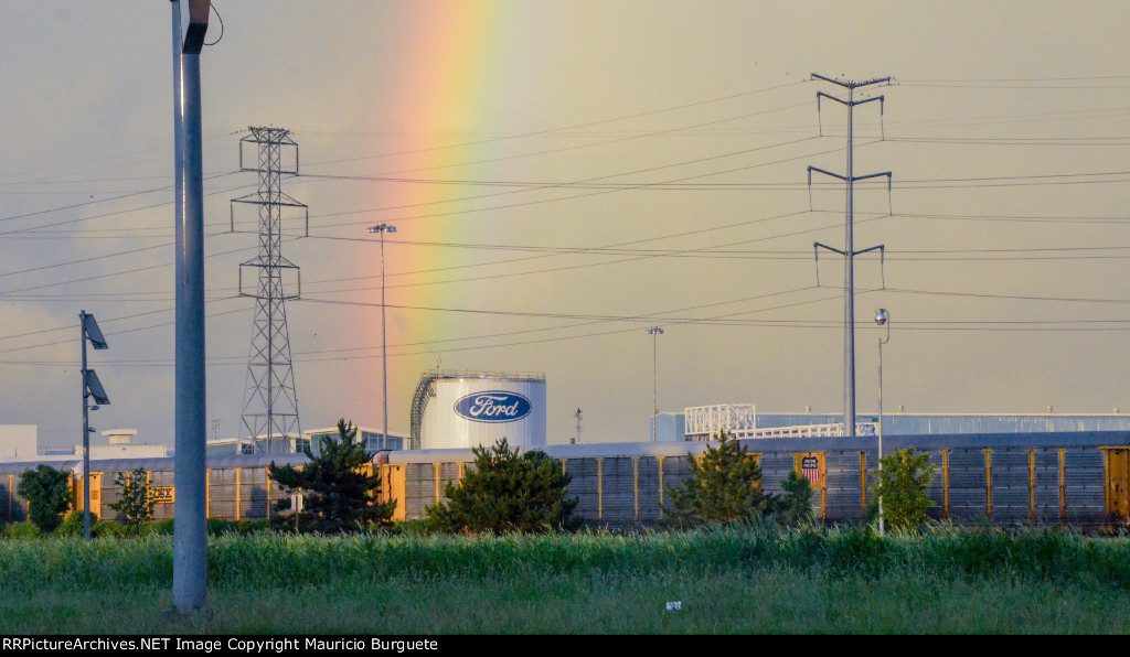 Rainbow behind Ford Dearborn Truck Assembly Plant